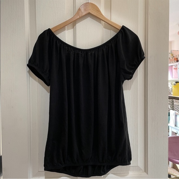 ANTHROPOLOGIE Meadowlands Off-the-Shoulder Top NWT Black size small oversized - Picture 5 of 7